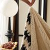 1PC Geometric Graded Wheat Jacquard Tuffed Fleece Soft Warm Sofa Towel Living & Bedding Room Leisure Relax Blanket, Sofa Cover
