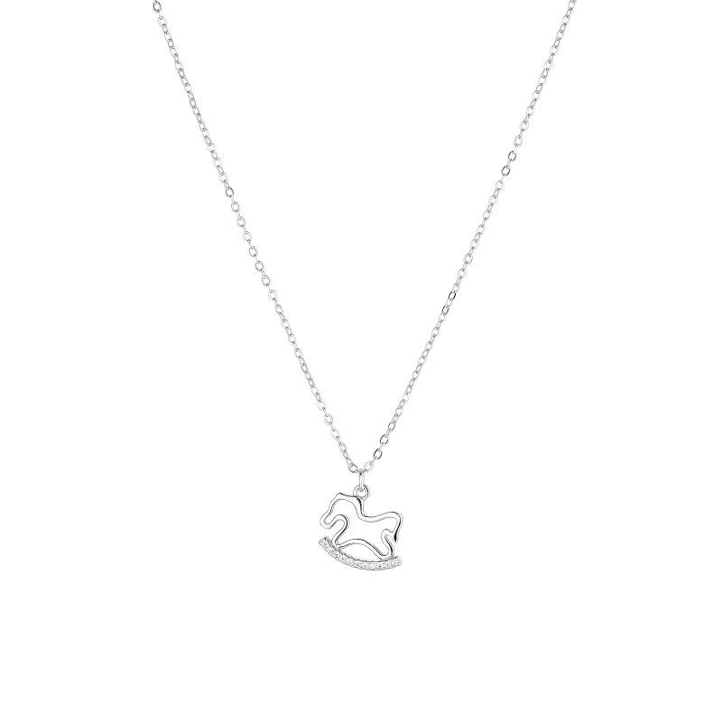 925 Sterling Silver Little Horse Necklace for Women Cute Pendant Chain Daily Wear Office Party 925 sterling silver белый