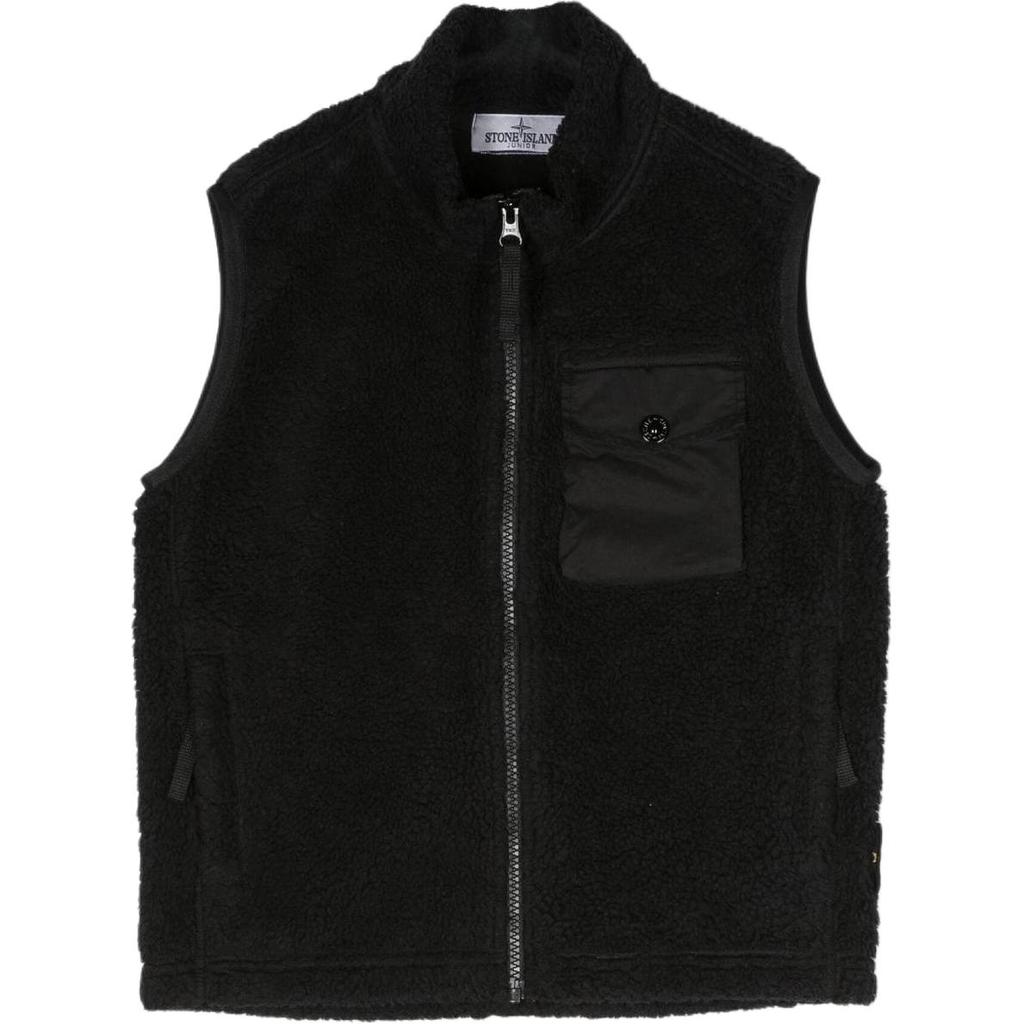 Stone Island Color Block Zip Vest With Chest Pocket Kids vests Black 771662043-V0029