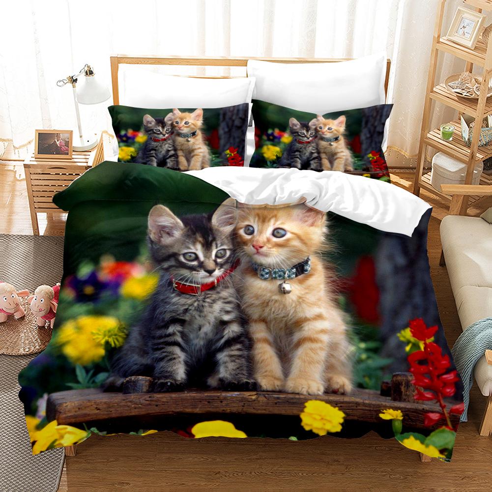 Cats Duvet Cover Set For Boy Girl Cute Animal Printed Bedding Set Pet Theme Comforter Cover Pet Bedspread Cover Quilt Cover Set