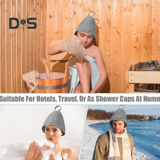 Felt Sunna Hat Unisex Vaporarium Hat Thermal Insulation Elastic Water-absorbing Hair Drying Cap Solid Color Spa Bath Accessories