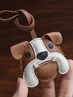 Buldok ručně vyrobený kožený přívěsek na klíče od auta přívěsek na zpětné zrcátko personalizovaná klíčenka