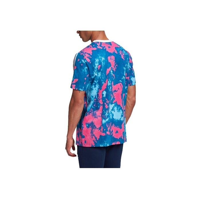 Adidas Originals Embroidered Logo Tie-Dye Sports Round Neck Short Sleeve T-Shirt Men Tops Pink Blue GN2104