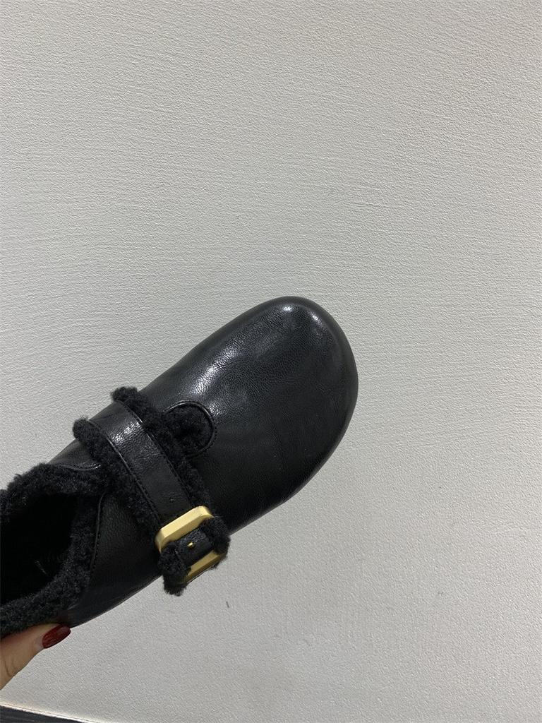 thick-soled soft-soled piled Birkenstocks, fluffy shoes, warm cotton shoes, snow shoes, single shoes