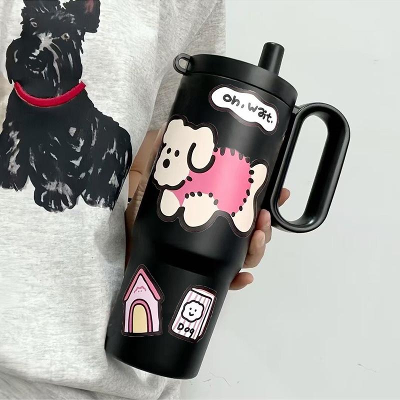 Large Capacity Handle Straw Tumbler, 316 Stainless Steel Insulated Cup for Car Cold & Hot Drinks