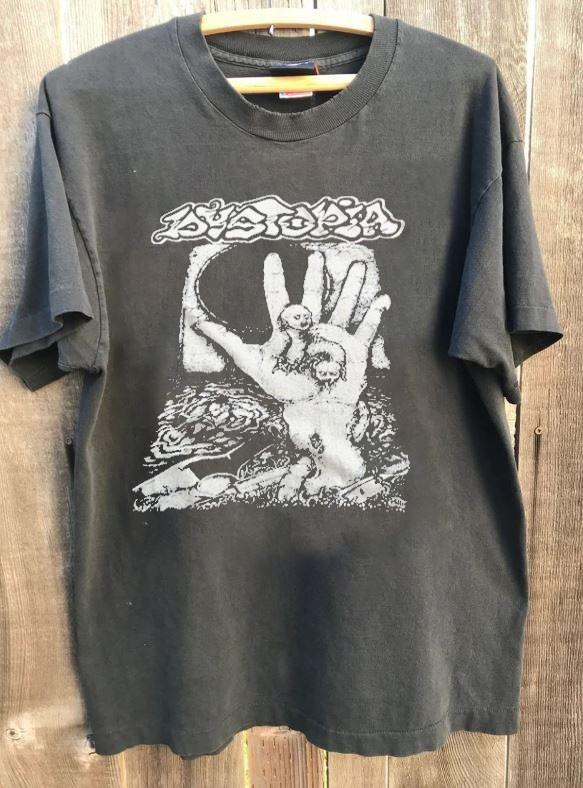Dystopia Band Tour Classic Style Charcoal short sleeve Unisex T shirt KH16981 Unisex T-Shirt L