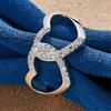 1 Piece of 925 Sterling Silver 7-10 Exquisite Twin Heart Zircon Ring, Fashionable Women's Wedding Gift Accessory Jewelry