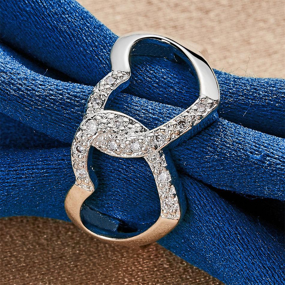 1 Piece of 925 Sterling Silver 7-10 Exquisite Twin Heart Zircon Ring, Fashionable Women's Wedding Gift Accessory Jewelry
