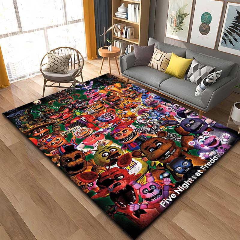 3D FNAF-Five-nights-At-Freddys Muster Teppich Große Fläche Teppich für Wohnzimmer Kinderzimmer Sofa Küche Dekorieren Rutschfeste Matte Geschenk