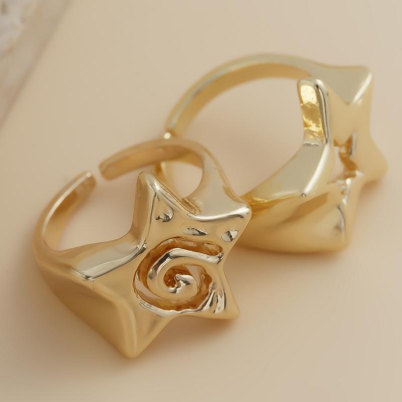 Y2K Trendy Star Couple Rings Set for Women Men Adjustable Opening Ring Punk Party Jewelry Personality Metal Accessories 2PCS