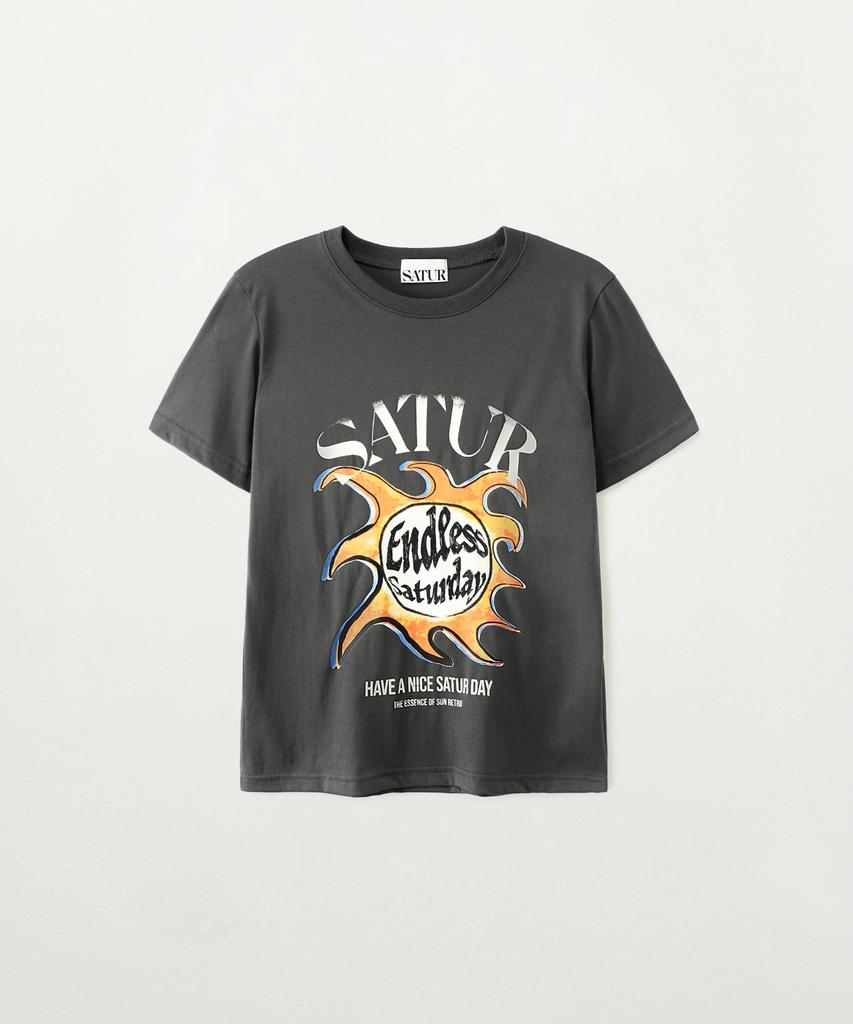 Seteo Sun Retro Graphic Short Sleeve T-Shirt Retro Charcoal