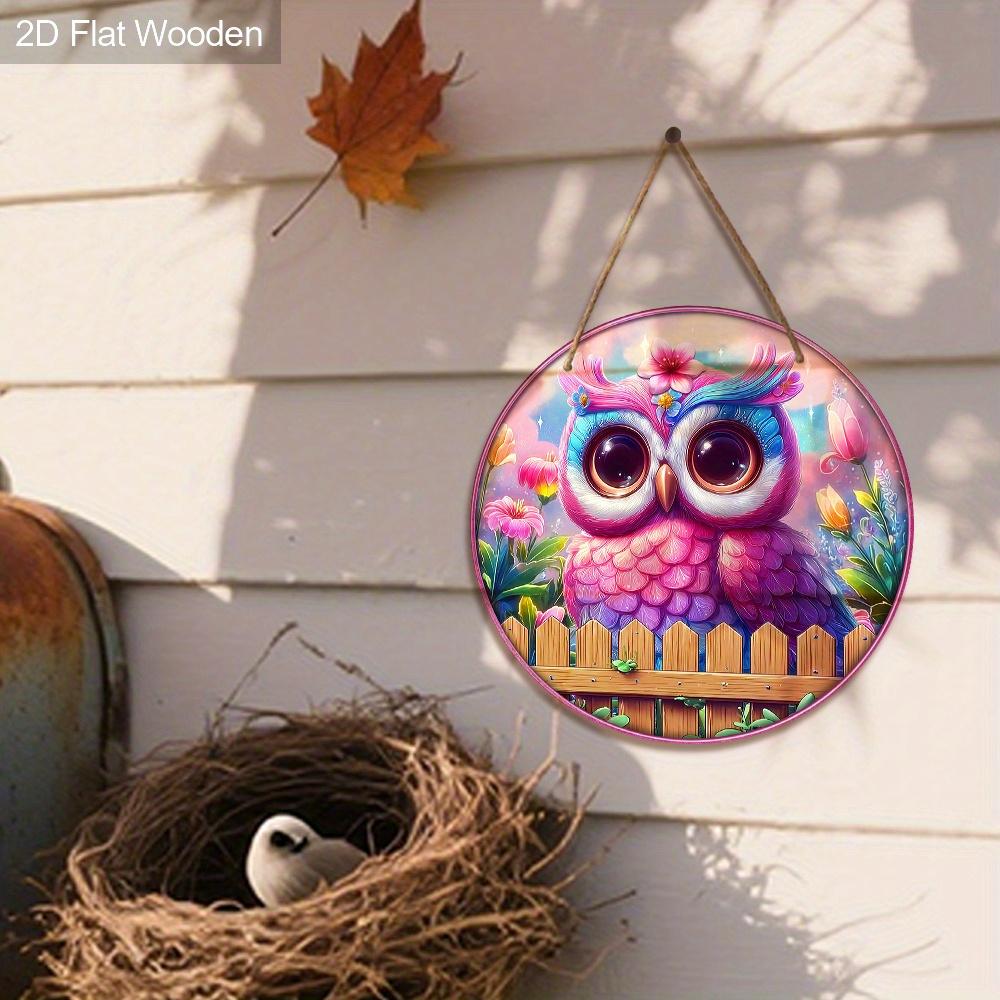 Colorful Wooden Sign with Adorable Owl Pattern Design - Unique Wall Pediments - Ideal for Front Door, Yard, Porch, Room Decor