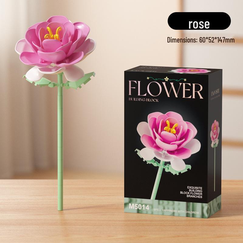 Dream Flower Box: Preserved Building Block Bouquet Set - Sunflower & Carnation. Ideal Toy for Children's Assembly.