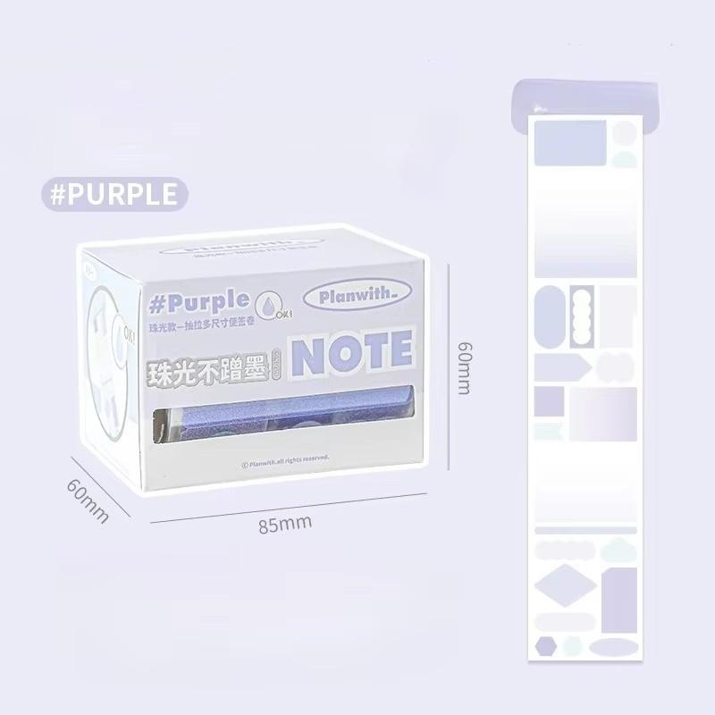 Pearlescent Pull Tab Sticky Notes Waterproof Translucent Study Memo Pads See-Through Reading Highlight Tape Stationery Gifts