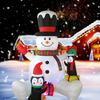 Christmas Inflatable Sitting Snowman 7ft Waterproof Night Lighting Decor With 2 Penguins Built-in Rotating RGB LED Lights