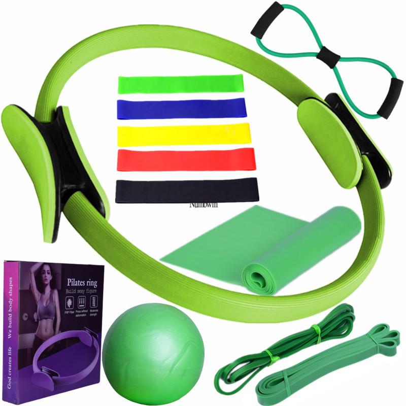 Zwölfteiliges Yoga-Widerstandsset: Elastische Bänder, Fitness Pilates Ring, Latex Bänder, Yogaball