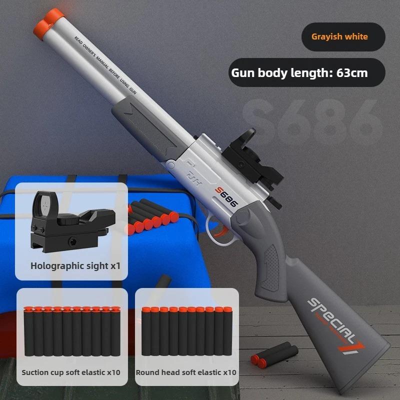 Double-Barreled S686 Toy Gun Airsoft Rifle with Dual Soft Bullets Outdoor Sports Game Pistol Shotgun Weapon Ideal Gift for Kids