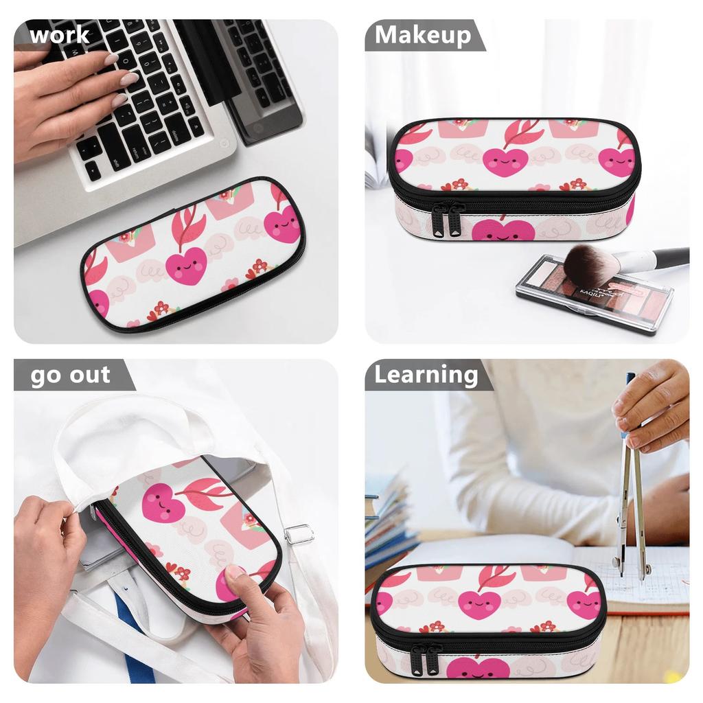 Pencil Case Roomy Interior 300D Polyester Zipper Closure with Main Compartment Mesh Pocket and Pen Slots for Everyday Study