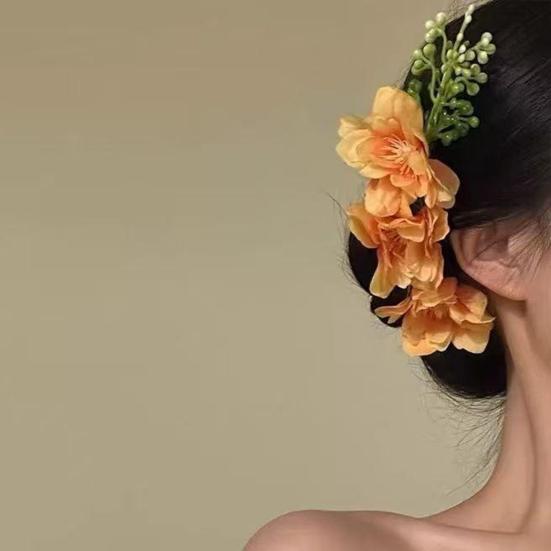 Hairpin 3D Artificial Flower Decor Hair Comb Easy To Wear Broken Hair Fixer Outdoor Travel Hair Stick Hair