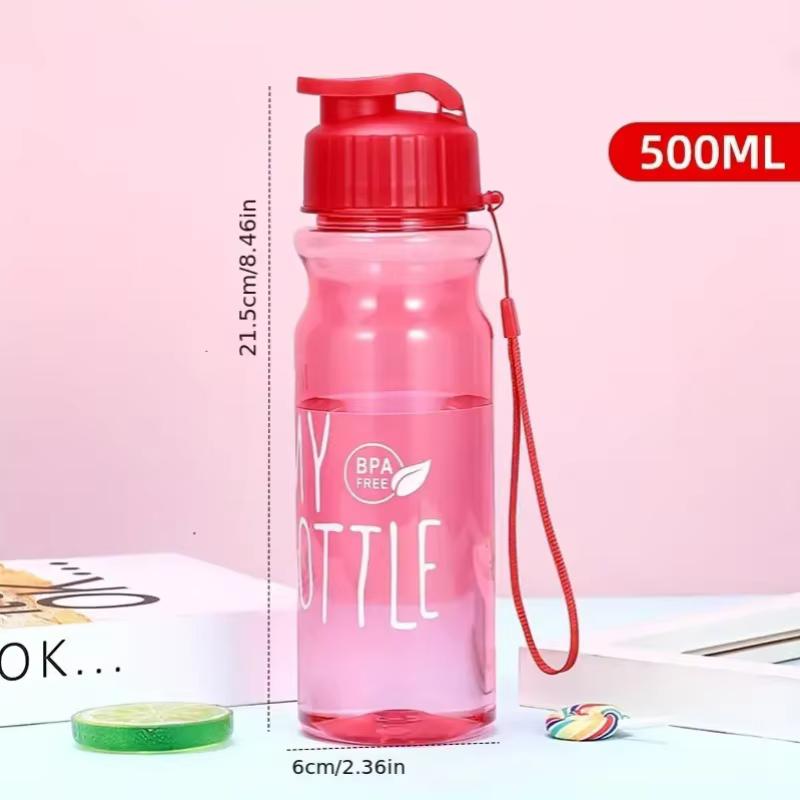 

1pc 500ML Transparent Flip Top Water Bottle, Portable Water Cup With Strap For Outdoor Sports Fitness, Travel Fashion Bottle 500ml червоний