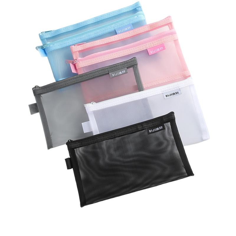 Simple Transparent Double Mesh Bag Pencil Case Office Student Pencil Cases Nylon Kalem Kutusu School Supplies Pen Box