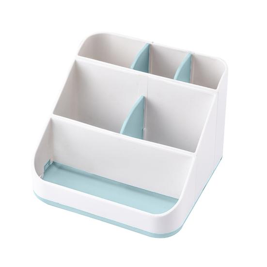 Bathroom Storage Box with 6 Compartments Large Capacity Non-Slip Design Toothbrush Toothpaste Holder Countertop Vanity Organizer