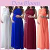 Polyester Maternity Dress With Spliced Design For Summer Casual Wear