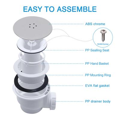 Shower Bathroom Tray Waste Drain Trap Side Drain High Flow Shower Tray Waste Durable Low Profile Shower Drain Easy Use