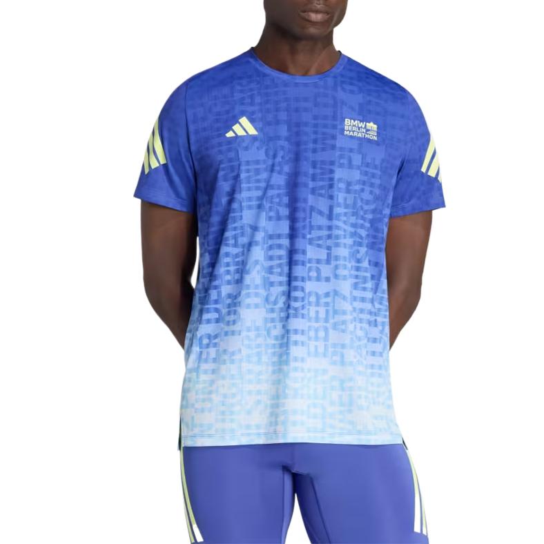 Adidas Running T Shirts Men's Double Indigo/Crystal Sky Crew Neck