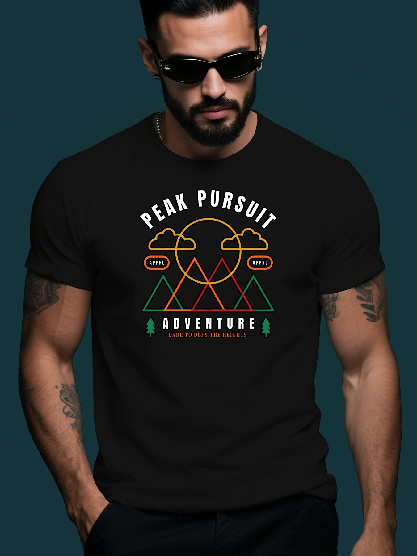 Abstract Mountain Pattern Trendy Streetwear Summer Casual... XXL