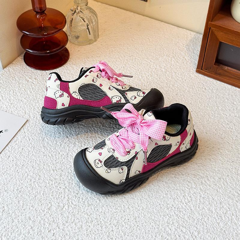 

2025 осень новые детские спортивные туфли детская мода универсальные мультяшные повседневные туфли для средних и маленьких детей нескользящие повседневные туфли 25 розовый