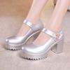 5 8 10cm Small Size 32-43 Shallow Med Block Heels Mary Janes Wedding Shoes Bride Fall 2025 Thick Bottom Platform Pumps Model Mom
