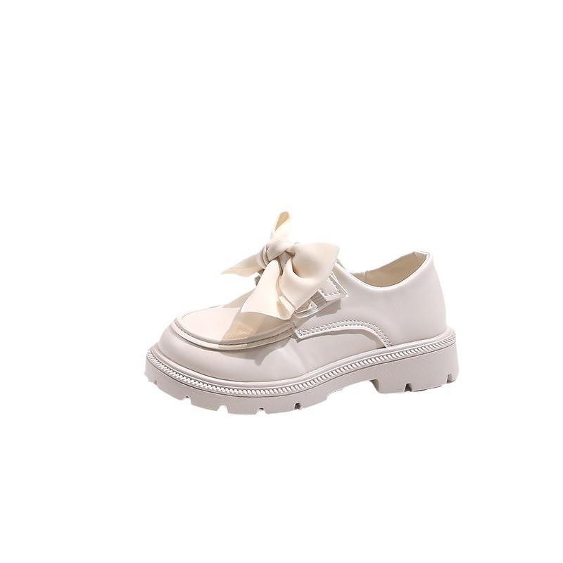 Girls Shoes 2025 Spring New Children's Bow Princess Shoes British Style Soft Sole Baby Black Small Leather Shoes