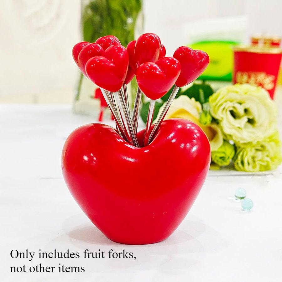 

11 шт. набор вилок Love Fruit Fork для дома, гостиной, рабочего стола, из нержавеющей стали, украшение для фруктов, симпатичная вилка для клубники и капусты