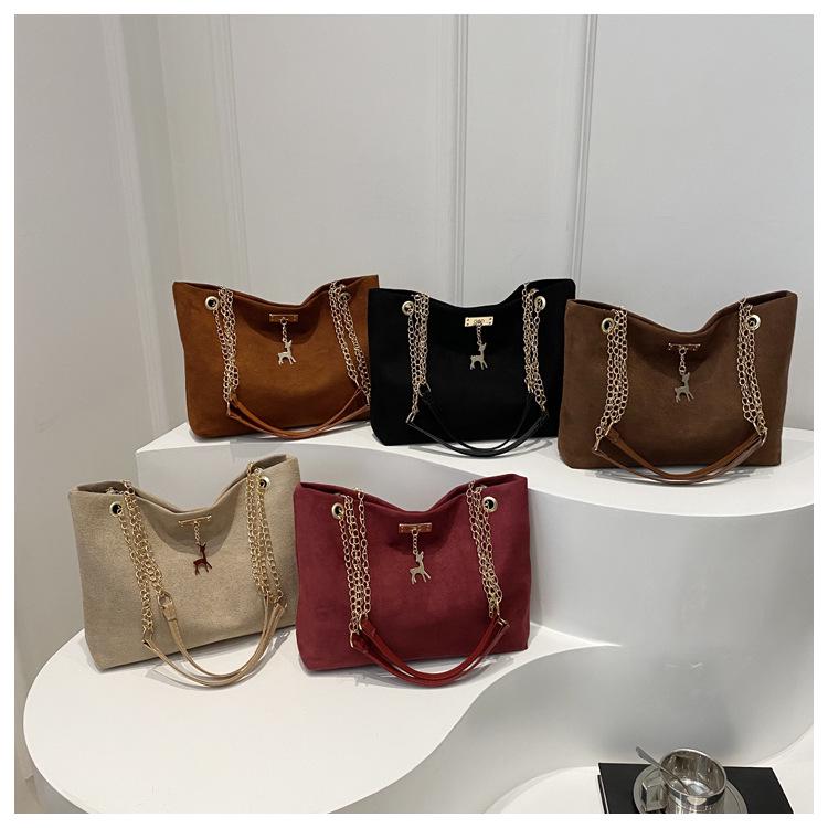 Geantă de umăr cu lanț mat retro 2024 - Geantă tote de iarnă pentru femei