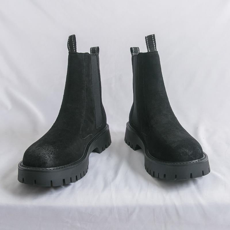 Men's Ankle Boots Classic Brown Slip-on Short Boots for Men Comfortable Suede Platform Boot Men Botines Para Hombre