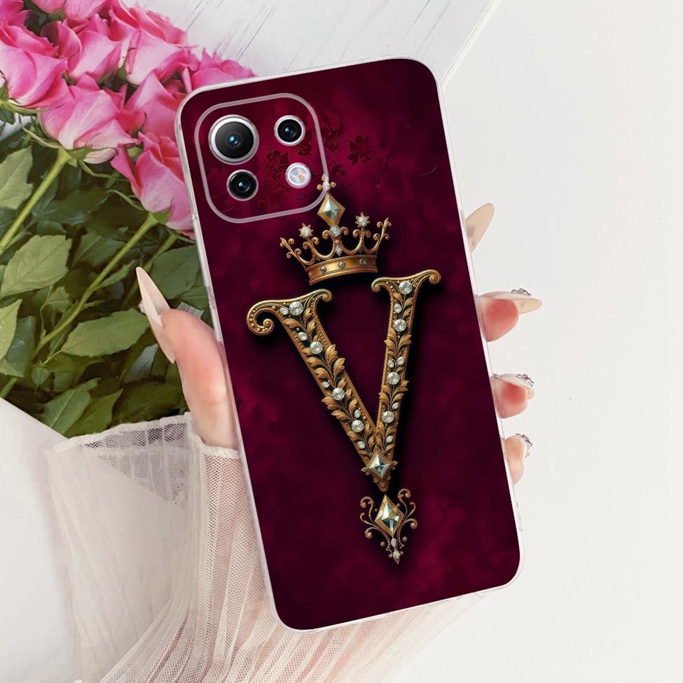 Clear For Xiaomi Mi 11 Lite Cover For Xiaomi Mi 11 Lite 5G Case Luxury Letters Crown 2D Painted Casing For Xiaomi 11 Lite 5G NE