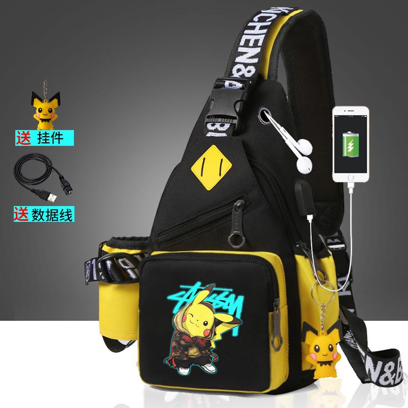 Men's Breast Bag Cartoon Animation Joint Casual Messenger Korean Version Fashion Trend Cross Bag Outdoor Shoulder Bag Small Backpack
