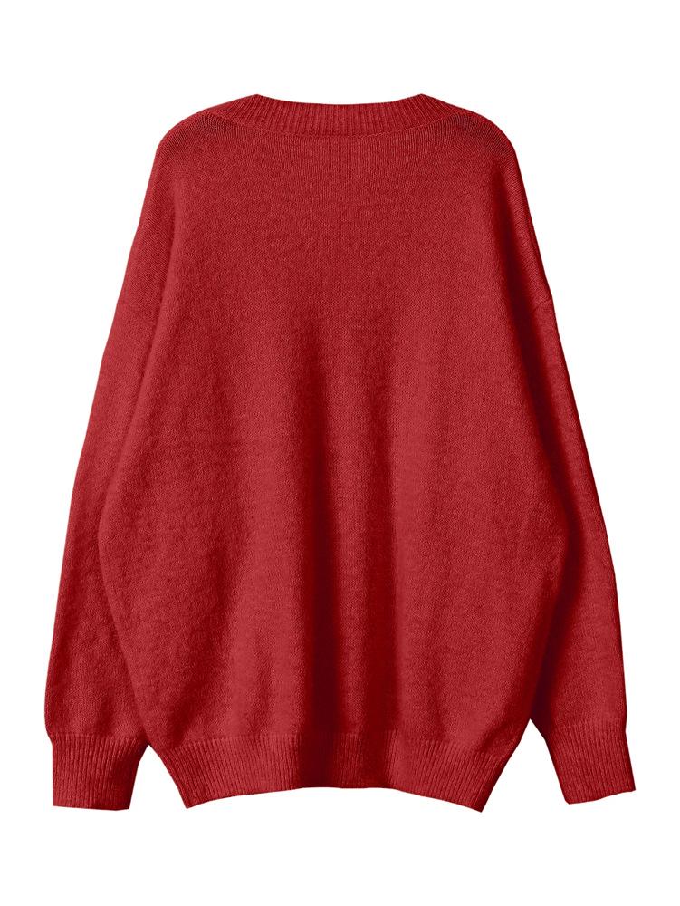 2025 A/W V-Neck Beaded Solid Color Sweater for Women