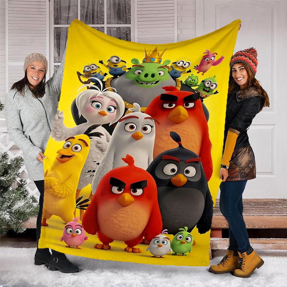 1 Stück Angry Birds Outdoor Weiche Decke Ultra Plüschig, Warm, Vielseitig und Pflegeleicht für Camping, und