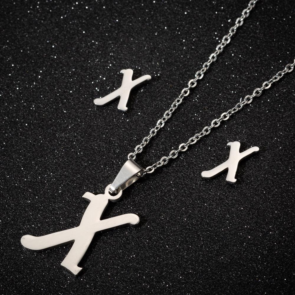 English Letter Necklace & Earring Set: Fashionable Jewelry for Women