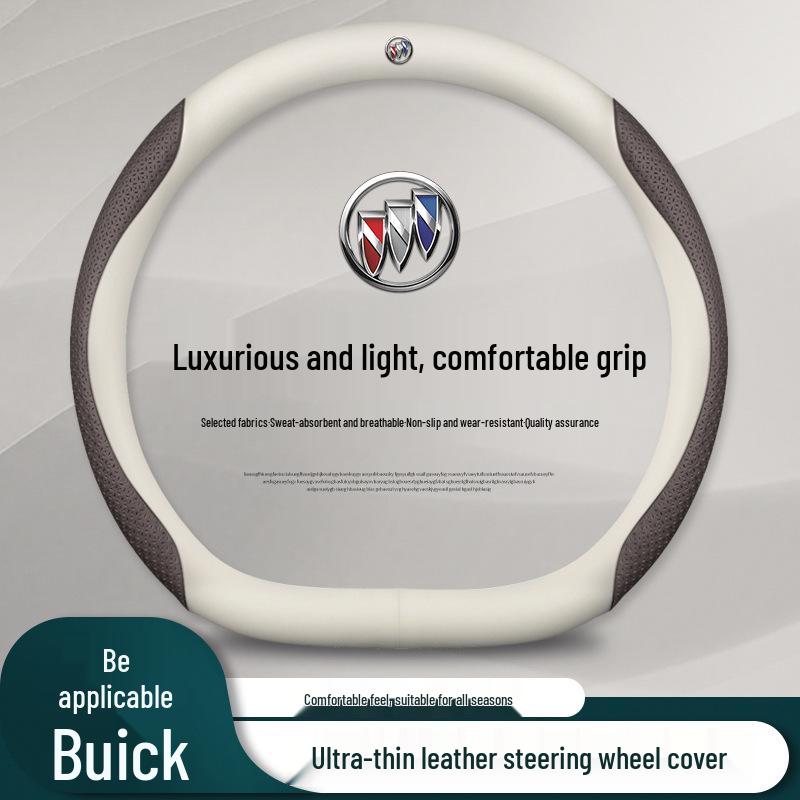 Women's Genuine Leather Steering Wheel Cover for Buick: Excelle, Envision, Regal, LaCrosse, Verano, Excelle GT, GL6, Encore, GL8.