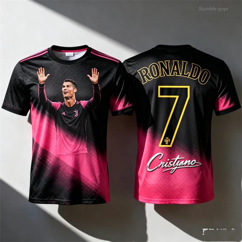 Ronaldo 7 Football Jersey Casual Short Sleeve Summer Tshirt Kids Boys Clothes Kids Leisure and Outdoor Sports Wear
