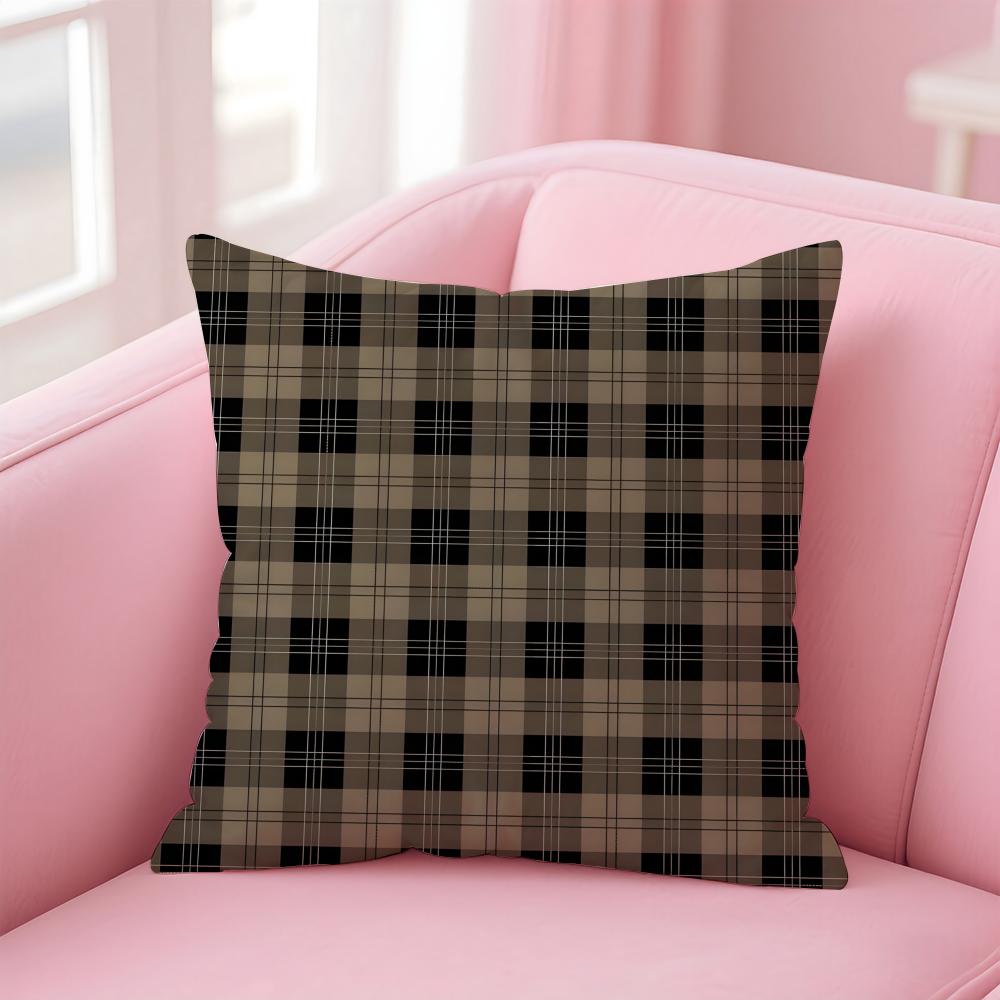 Checkered Pattern Cushion Cover Comfortable Reversible Pillow Cover Ideal for Car Sofa Bedroom  Beyond