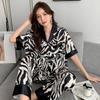 Nuovo Pigiama da Donna Due Pezzi Primavera e Autunno Estate Pigiama Donna Stampa Zebra Seta Manica Corta Pantaloni Pigiama Set Homewear