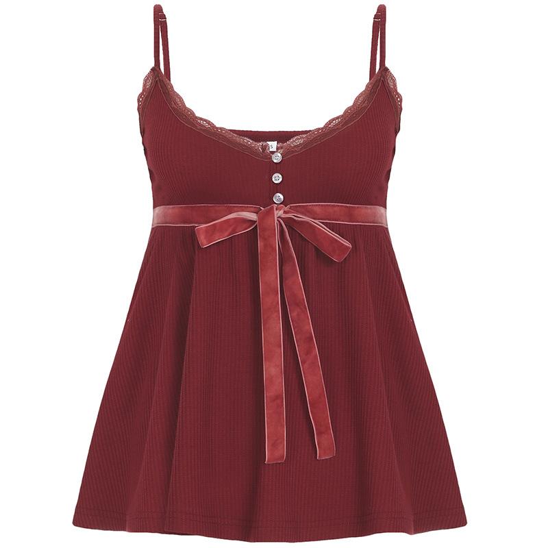 

Ретро Кружевной Топ-Холтер Красная Блузка Без Рукавов Пуговицы S вино красного