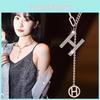 Chic Korean Style Fashionable Letter H Tassel Short Necklace For Women Accessories