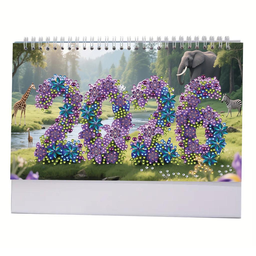 5D/DIY Calendar Diamond Art Paper Desk Calendar Diamond Decorations Calendar Shiny Rhinestones Decor Calendar for New Year Gifts