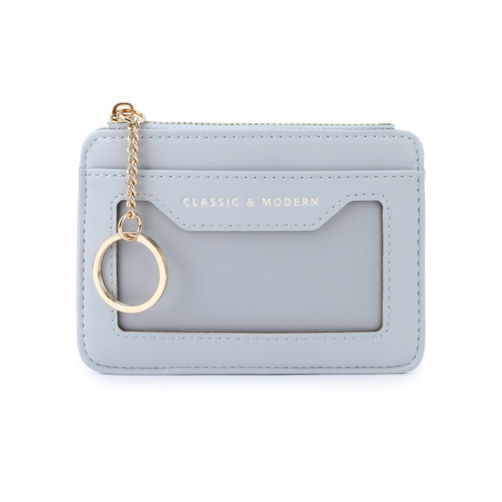 Simple With Keychain Hanging Card Bag PU Leather Thin Pocket Coin Purse Multifunction Waterproof Multi-card Wallet Gifts