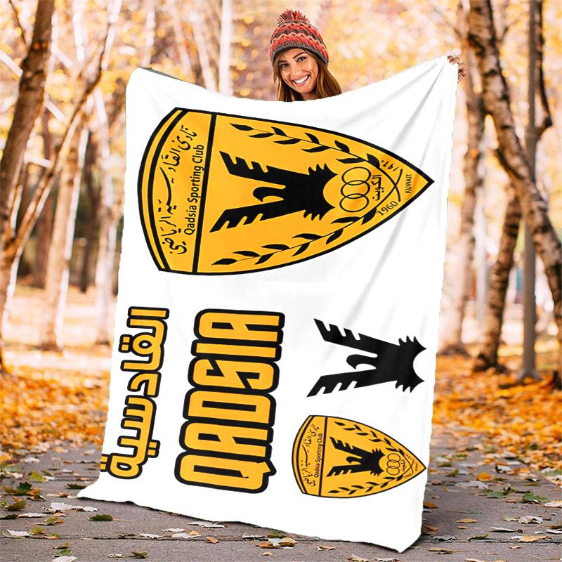 Qadsia Sporting Club Flannel Blanket Soft All-Season Throw, Design for Camping, Car Travel, Hiking Sofa, Bed, Office Perfect Gift for Parties